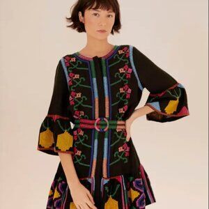 Farm Rio  Cross Stitch Mini Dress